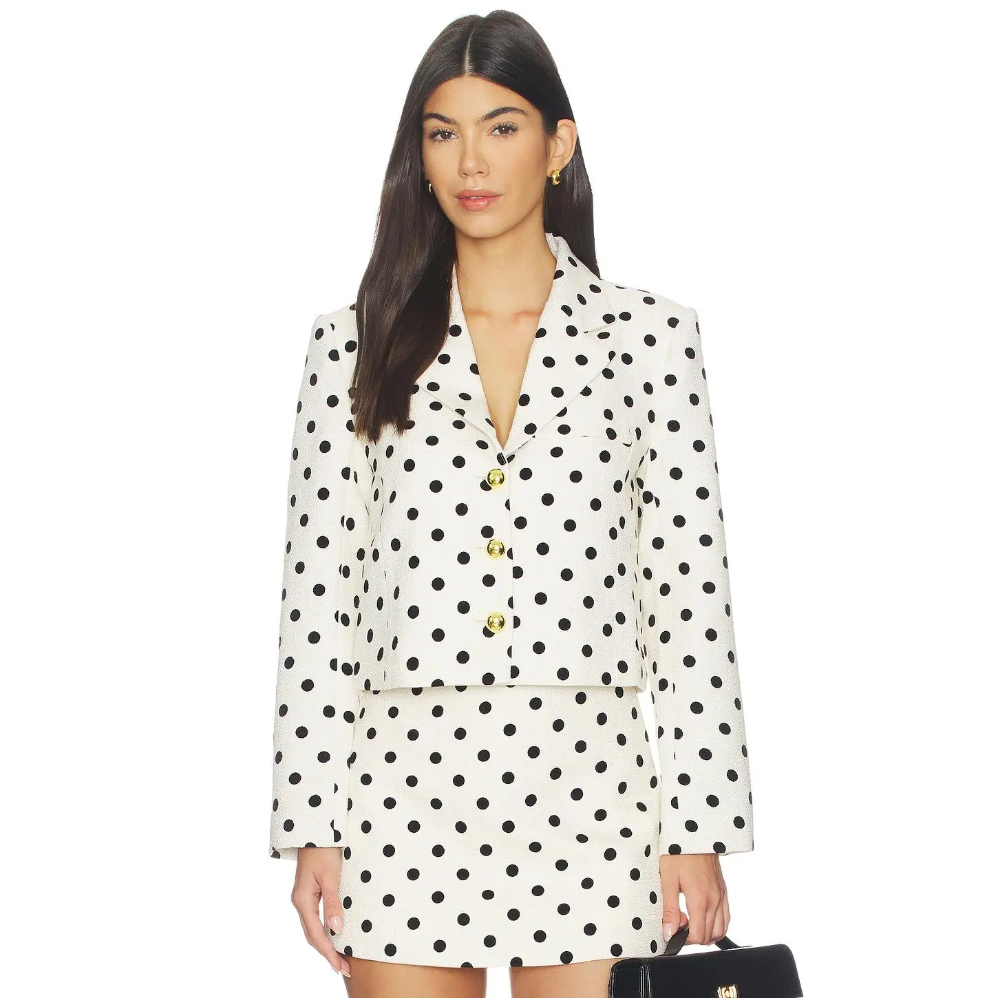 Maude Club Marine Jacket in White Black Dots