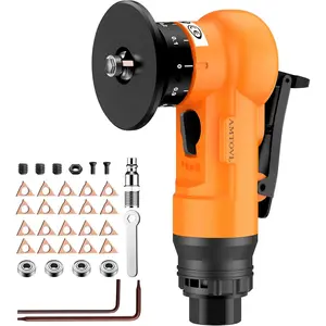 Air Chamfer Tool - Mini Pneumatic Chamfering Machine, 30000 RPM Pneumatic Chamfering Tool, 45 Degree Air Beveling Machine with 1/4 Inch Air Inlet for, Wood, Acrylic Deburring (Orange)