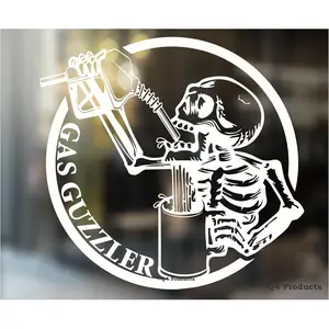 Gas Guzzler Sticker - Funny Skeleton 4x4 Truck Decal Sticker