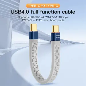 PD Type-C 240w Fast Charging Flat Cable, 8k 40gbps Data Transfer, USB-C to USB-C, Thunderbolt 3/4, iPhone 15/16/17 Pro Max, Durable Silicone
