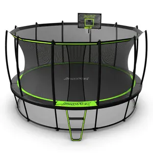 JumpFlex HERO 15' Trampoline with PROJAM Hero Basketball Hoop and Net Attachment