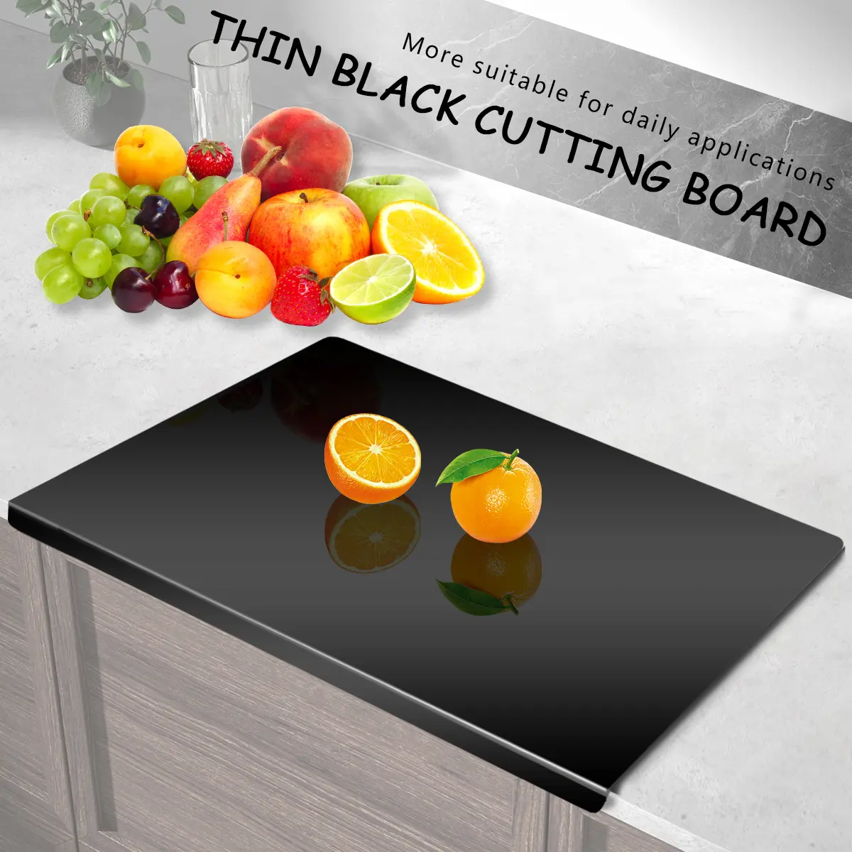 Black Transparent Thin Non-Slip Acrylic Rectangle Kitchen Chopping Board - Kitchenware, Countertop Protector, Fruit Cutting Tool, Thanksgiving Gift for Adults, Apartment Use, All Seasons Accessory
