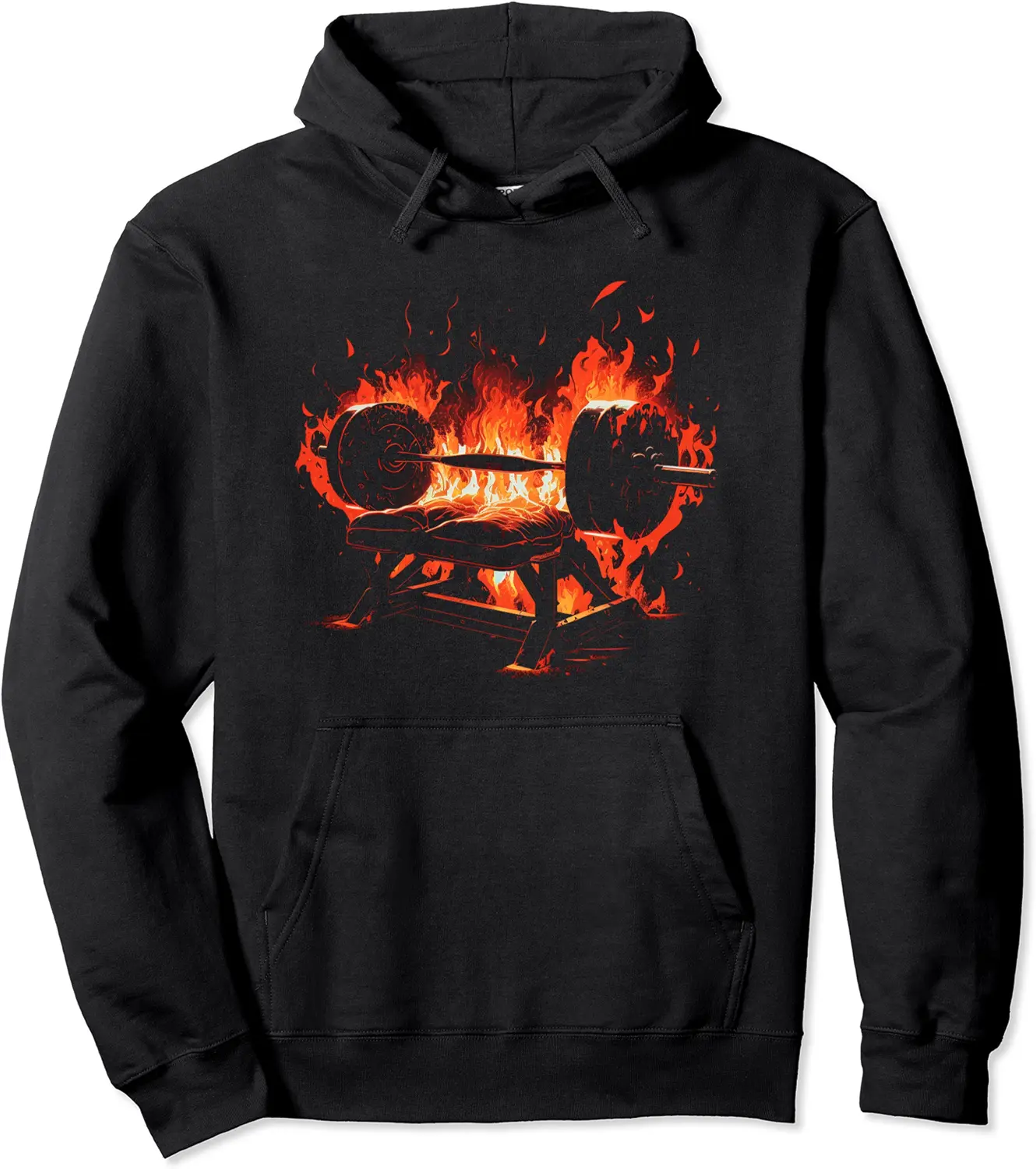 Barbell Bench Press Gym Retro Fitness Training Bench Press Pullover Hoodie - Latellestcha Shop 28B0C36PXFXS