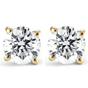 2 Ct Diamond Studs With Screw Backs 14k Yellow Gold