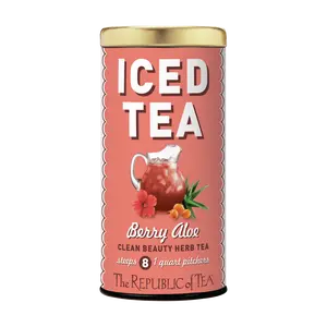 The Republic of Tea Beautifying Botanicals Berry Aloe Herbal Iced Tea, 8 Large Quart-Sized Iced Tea Pouches
