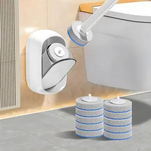 Disposable Toilet Brush Wand, Wall Mounted Toilet Cleaner Kit with Holder, 12 Refills Replacement Heads for Bathroom Cleaning