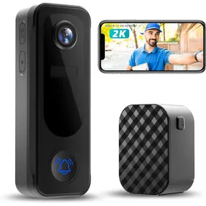 Doorbell Camera  No Subscription -  Video Doorbell with Chime, 2 Way Audio, Anti-, PIR Human/AI Detection, Local/Cloud Storage, 2.4GHz WiFi,  , Work with Alexa