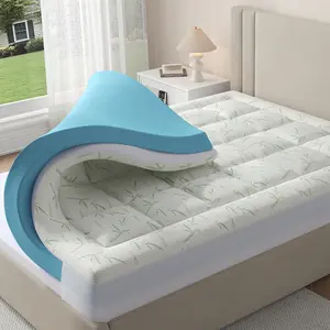 Double-Layer Mattress Topper Memory Foam Breathable 2-in-1 Adjustable Cloud-Like Comfort Cooling Gel