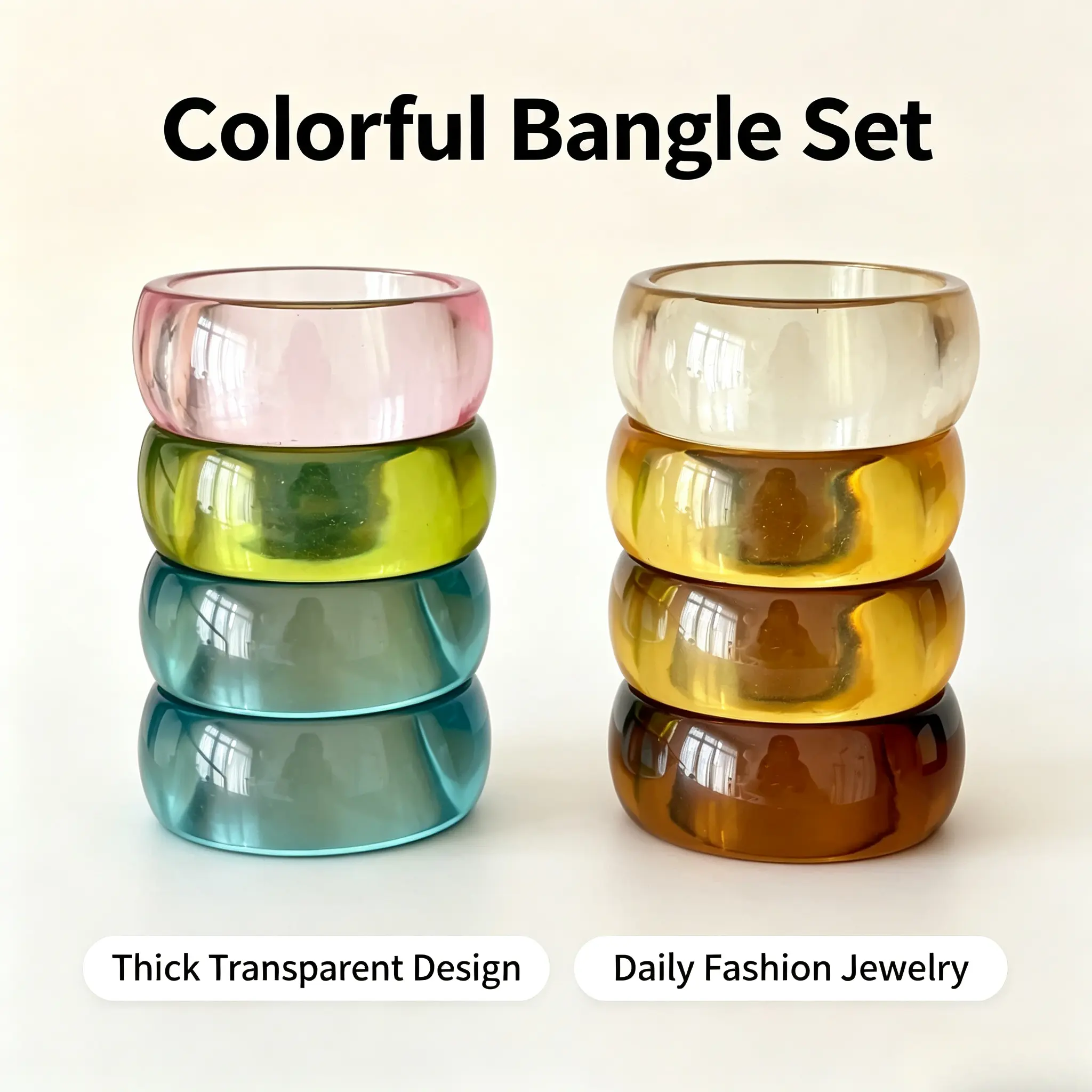 Transparent Jelly Resin Bangle for Women, Wide Band Macaron Color Clear Bracelet, Fashion Stackable Wrist Jewelry Accessories