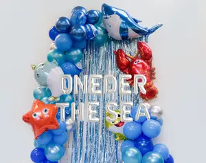 Under the Sea Birthday Decorations Balloon Garland | ONEder the Sea Ocean Blue Balloon Garland Kit | Shark Themed Birthday | Balloon Arch