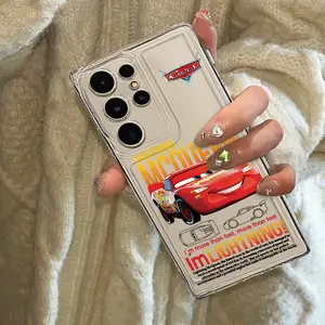 Lightning Red Cartoon Racing M-McQueen Phone Case Suitable for Samsung Galaxy A73 A72 A71 A56 A55 A54 A53 A52 A51 A50 A36 A35 A34 A33 A32 A31 A26 A24 A23 A22 A17 A16 A15 A14 A13 A12 A07 A06 A05s 4G 5G Transparent Soft Case Fashion Creative Simple