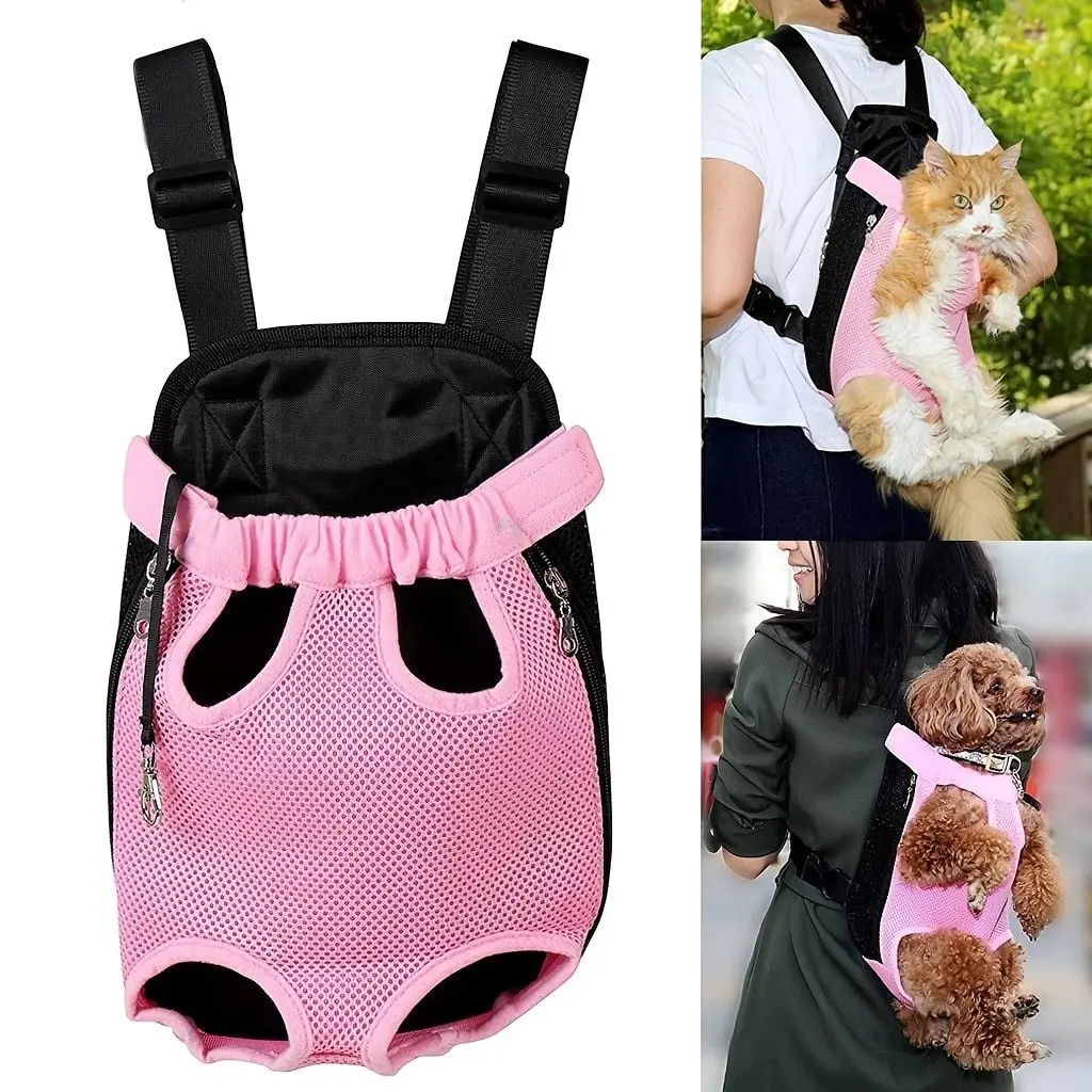 Adjustable Dog Backpack Carrier, Soft Wearable Puppy Chest Carry, Legs Out Sling Travel Bag for Small Medium Dogs, Hiking Camping, Outdoor Animal Carrier