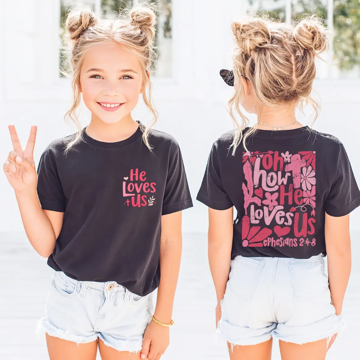 Oh how He Loves Us Shirt, Boho Valentine Kids Shirt, Christian Valentine Toddler Shirt, Religious Kids Shirt, Youth Faith Shirt Gift