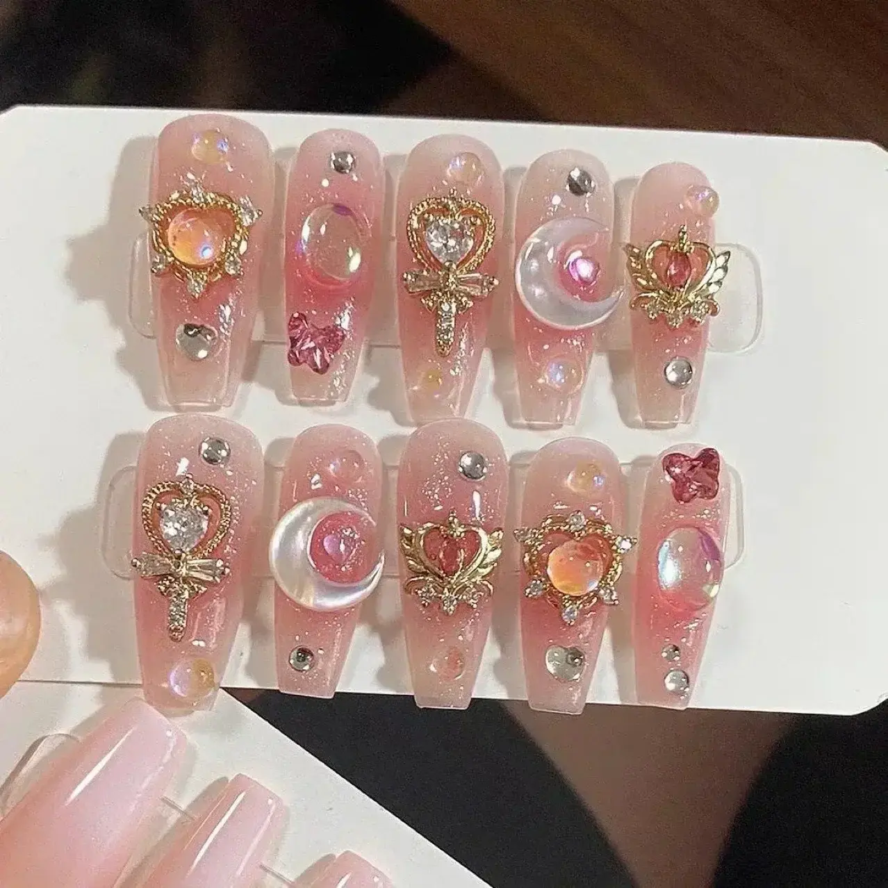 10Pcs French Handmade Press on Nails Candy Color Fake Nails Wearable Stick-on Nails False Nail Uñas Postizas Накладные Ногти 네일팁