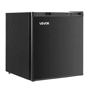VEVOR Mini Fridge, 1.6 Cu. Ft, Single Door Compact Refrigerator, Adjustable Temperature, Metal Shelf, Energy Efficient Small Refrigerator, Reversible Door, Low Noise, for Bedroom Dorm Office, Black