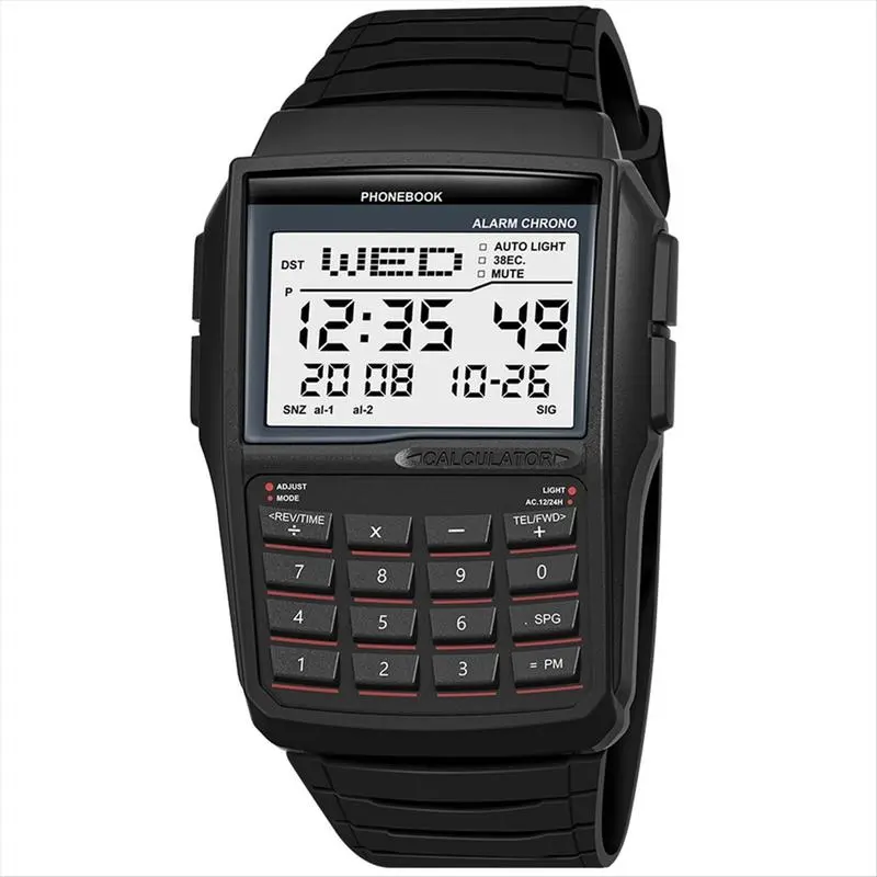 Trendy Multifunctional Digital LED Watch for Students, 3-Bar Glass-Plastic Luminous Sports Watch with Calculator, Phone Number Storage, Alarm Clock and Week Display, Trendy Multifunctional Watch