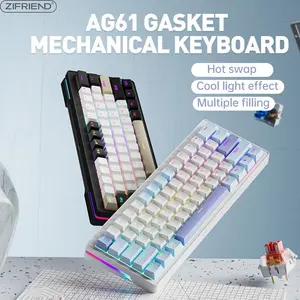FURYCUBE x ZIFRIEND AG61 60% Gasket Mechanical Keyboard - Hot-Swappable, RGB & Side Light, ABS Keycaps, Wired Type-C, N-Key Rollover, Compact Design for Gaming