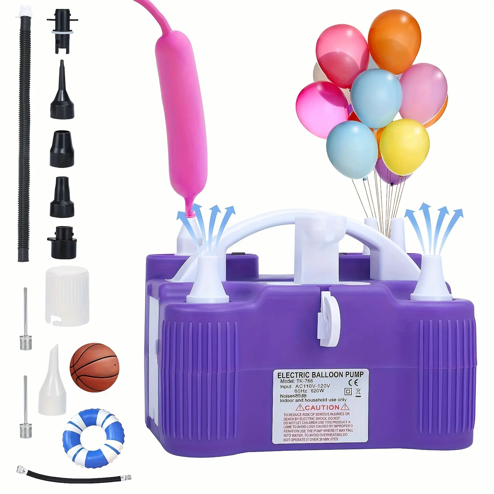 Balloon Pump Triple Inflating Ports 3-in-1 Electric Air Pump for Inflatables And Balloons, Balloon Inflator for 260q Foil Latex Balloons, Inflator Deflator for Swimming Rings Air Mattress