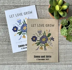 25 Let Love Grow Wildflowers Customizable Seed Packet Favor for Weddings, Birthday, Shower, Funeral, Earth Day