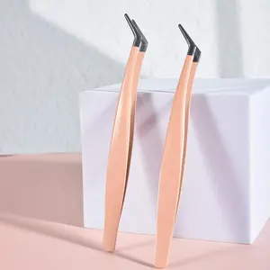 High Precision False Eyelash Tweezers, Eyelash Glue Tweezers, Non-Stick Lash Extension Tool, Suitable for Beginners and Makeup Artists, Stainless Steel