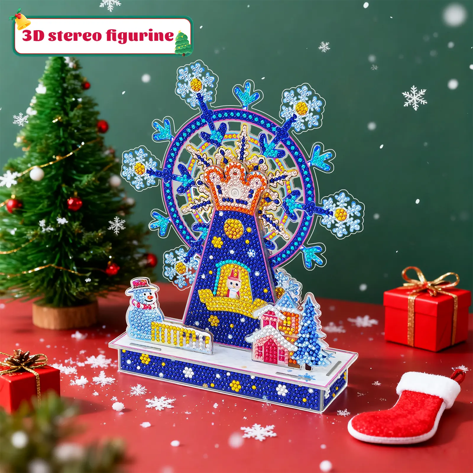 3D Ferris Wheel Diamond Painting Kit - Diamond Art Mosaic, Beach Paradise Themed, Shell & Star Decor, Handcrafted Tabletop Ornament, Summer Gift (Toys & Hobbies DIY Needlework)