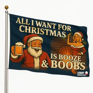 All I Want for Christmas Is Booze & Boobs Flag | Funny Santa Party Banner | Adult Humor Xmas Decor | Hilarious Holiday Gift Wall decor friendsgiving favor