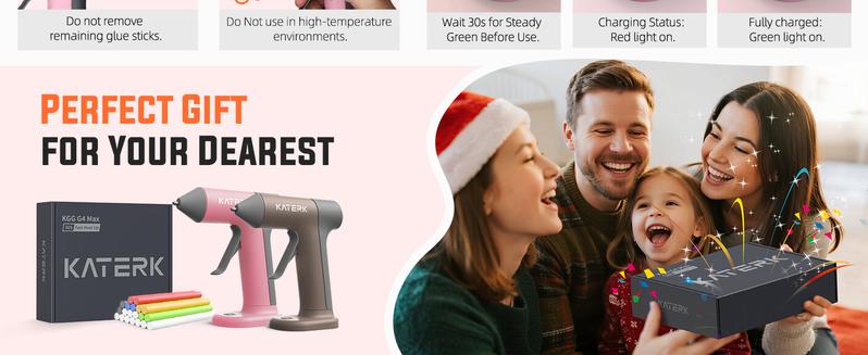 Katerk Cordless Hot Glue Gun Kit, 30s Fast Heating, Mini Glue Gun with 20 Glue Sticks, Compact & Portable with 2500mAh Built-in Battery, Auto Shut-Off, Ideal for DIY, School Crafts & Repairs