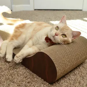 Premium Comfort Curved Cat Lounger Large (Dark Cherry)