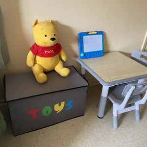 Kids Table and 2 Chairs Set, Height Adjustable Toddler Table and Chair Set for Ages 3-8, Easy to Wipe Arts & Crafts Table, (3pcs Set) - Gray Mini Furniture Wood dining table set of 4