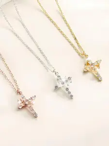 Exquisite and fashionable crown cross Necklace with multiple styles to choose from, suitable for daily commuting, casual wear, birthday gifts, dates and vacations