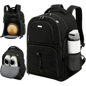 Single Ball Bowling Backpack with Shoe Compartment Lightweight Ball Bag for Men and Women Black