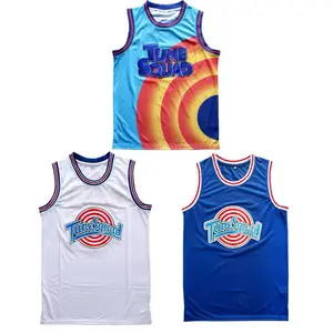 Man No. 6 Space Slam Dunk Movie Basketball Jersey Embroidered Sports Shirt White/Blue/Neon Color