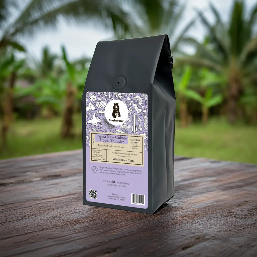 Papua New Guinea - Tropic Thunder - Single-Origin Specialty Coffee, Medium Roast, 12oz - Whole Bean Coffee or Ground Coffee, freshly roasted and delivered to you at the peak of flavor!