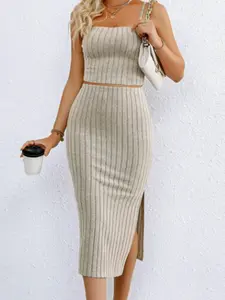 Women's Two-Piece Set High-Waisted Skirt & Crop Top Design, Fit Perfect for Vacation or Casual Wear, Stylish for Women