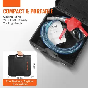 Fuel Transfer Pump 12V 10 GPM 1/4 HP Diesel Pump With Auto Fuel Nozzle and Carrying Case