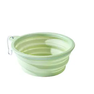 350ML Macaron Color Pet Portable Foldable Bowl, Cat Dog Outdoor Travel Bowl, Hanging Silicone Water Feeding Bowl for Dogs & Cats