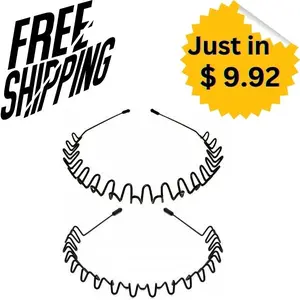 Metal Hair Band for Men Headband Mens Hair Bands Women Fashion Headbands Sports Hairband Unisex Metal Head Band Hair Hoop with Elastic Non Slip Wavy Teeth, 2 PCS