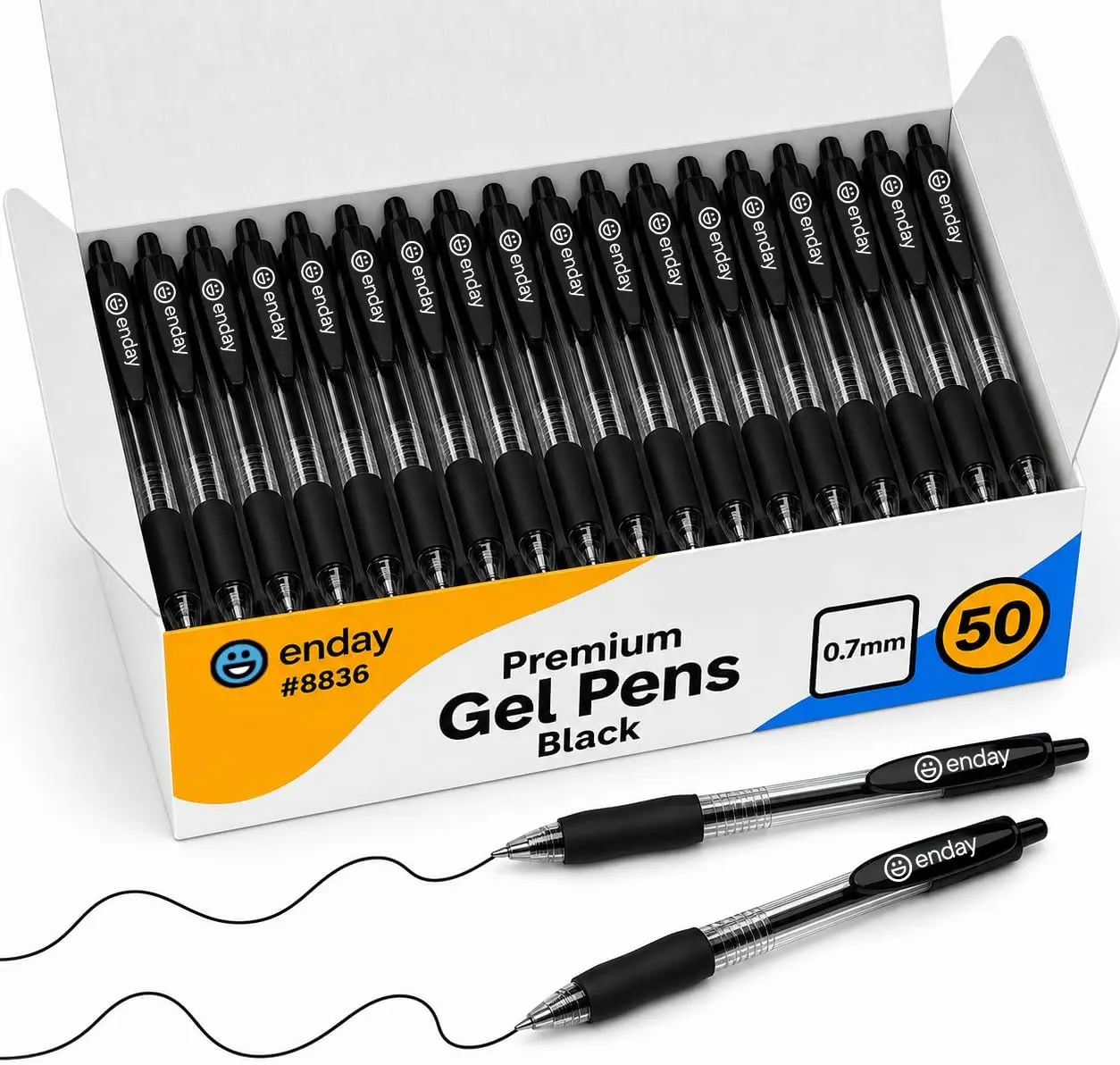 Enday Gel Pens Bulk (50 Pack) Ink Pens, Retractable Gel Pens 0.7mm Point Black Ink, Smooth Writing Pens with Comfortable Grip, Fast Dry No Smudge Office School Supplies