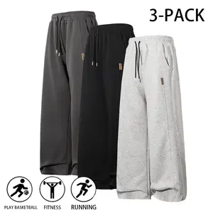 3-Pack Durable Sports Sweatpants | Wrinkle-Resistant Wide-Leg Pants for Fitness & Everyday Outfits (Optional 3-Pack and Single Pack)