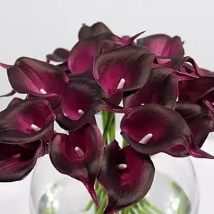 10 Pack Artificial Calla Lily Flowers, 13 Inch Single Head PU Material, Real Touch Faux Calla Lily Bouquet, Wedding Bridal Bouquet, Decorative Garden Home Office Decor