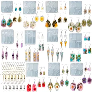 Resin Jewelry Molds Making Kit,11 Shapes Resin Casting Molds,With Earring Accessories.For  DIY Casting Molds For Pendants, Earrings, Necklaces, Keychains.Alloy And Silicone Crafting Set