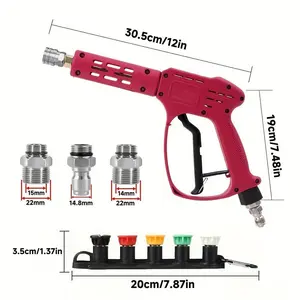 Kaikarai Adjustable High Pressure Handheld Water Gun Set, 4000 PSI Car Wash Accessory with 5-Color Nozzles, Adapter, 1/4 Quick Connector, Ceramic Valve, Adjustable Water Pressure