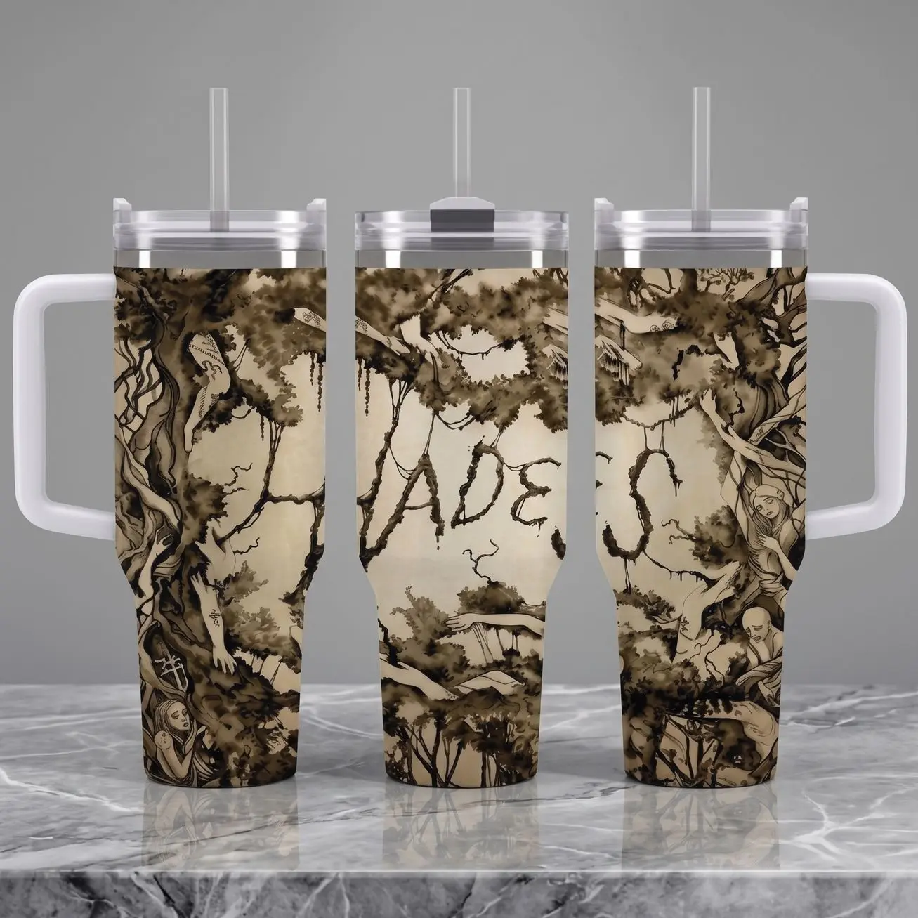 New Album 40oz Tumbler with Handle, Gothic Underworld Stainless Steel Travel Mug, Gift For Fan, Tour Art Cup