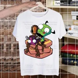Kawaii Cartoon Invader Zim Alien Anime Printing Street Style Casual Short Sleeve Men T Shirt O-neck Tshirt Male T-shirt