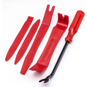 5PCS Red No Scratch Auto Trim Removal Tool Kit Plastic Pry Tool Set for Car Panel Door Window Fastener Vehicle Dash Radio Audio Installation