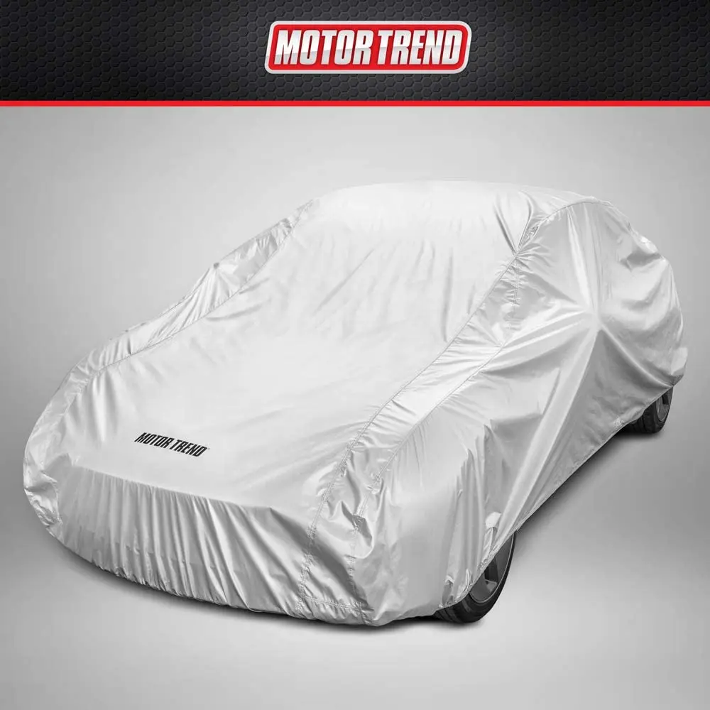 Motor Trend FlexCover Waterproof Polyester Car Cover - Compact, Single Layer, UV Resistant, All-Weather Rain Protection, Windproof, Protect Your Vehicle, Small (Fits up to 157"), 1-Year Manufacturer Backed Rain Car Covers & Shelters, Manufacturer Backed 1