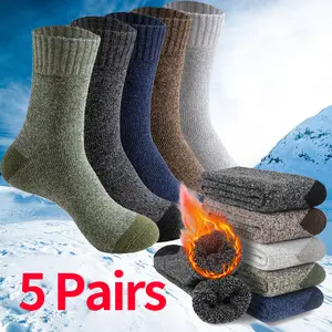 Loop Socks 5 Pairs Thermal Fleece Like Loop Socks for Women Men-Mid-Calf Winter Warmth, Soft Cozy Floor Socks with joyful Face Toe Machine Washable No-Slip Cushioning 5 Pairs Motocross Menswear