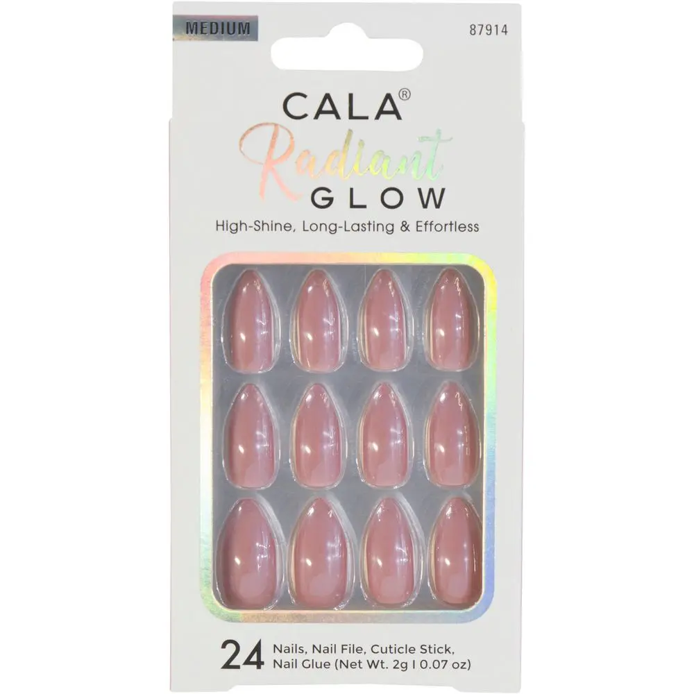 CALA Radiant Glow: Stiletto Mauve Chrome Press On Nails