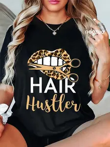 100% Cotton Hair Hustler Hairstylist Leopard Hair Trimmer T-Shirt
