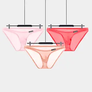 Men's 3-Pack Stylish Low-Rise Sheer Sexy Bikini Briefs Lingerie Set, Plain U-Convex Menswear Panties with Moisture-Wicking, Quick-Dry, Breathable, Butt-Lifting Fabric, Ideal for Gym, Outdoor Fun
